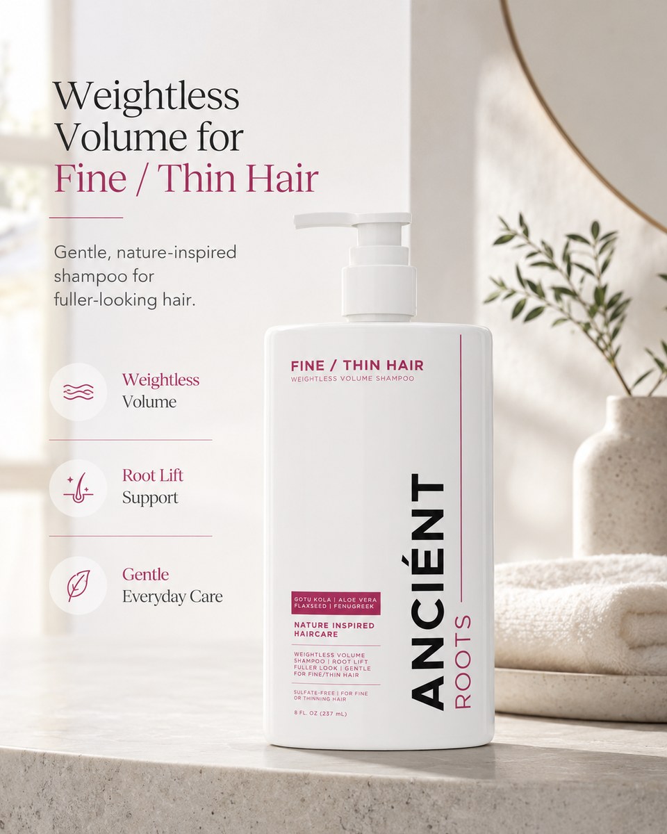Ancient Roots Shampoo for Fine / Thin Hair — sulfate-free weightless volume, 8 fl oz