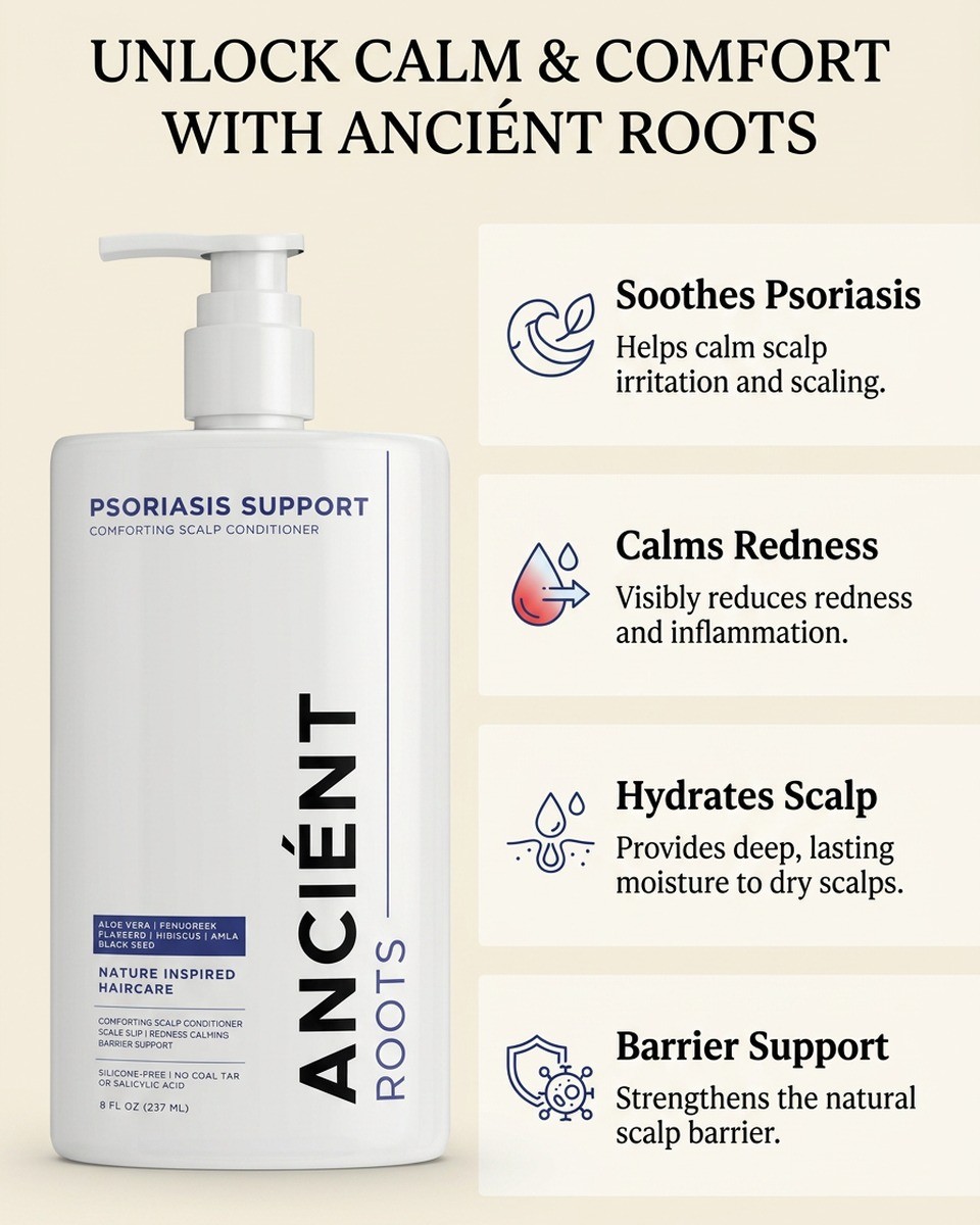 Unlock calm & comfort with Ancient Roots — psoriasis conditioner benefits