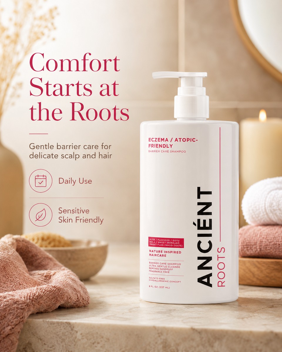 Ancient Roots shampoo — fragrance-free, sulfate-free, no added color