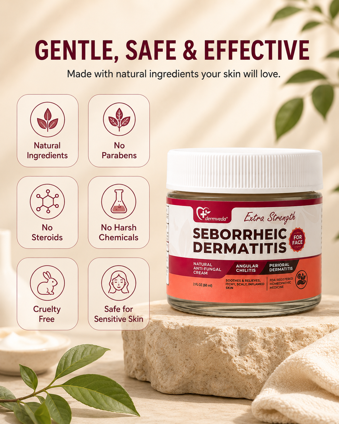 Dermveda Seborrheic Dermatitis & Angular Cheilitis Cream — Gentle, Safe & Effective