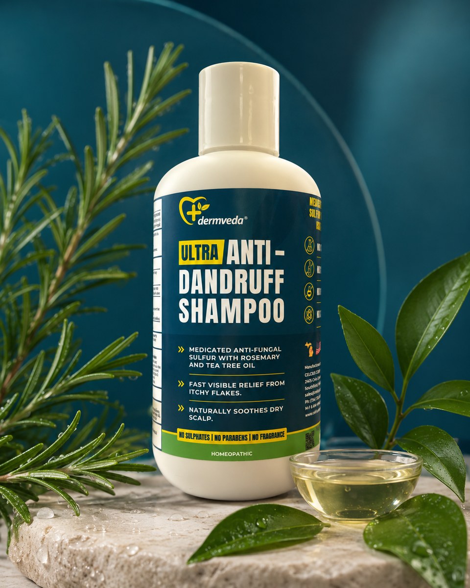 Anti-dandruff shampoo with rosemary and tea tree oil botanical blend for itchy flaky scalp