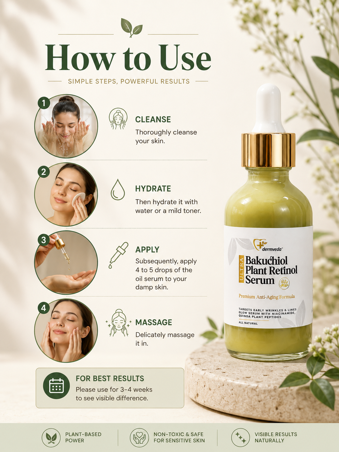 How to apply Ultra Bakuchiol Plant Retinol Serum