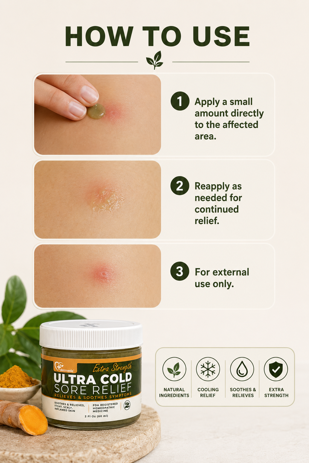 Dermveda Cold Sore Cream — how to apply