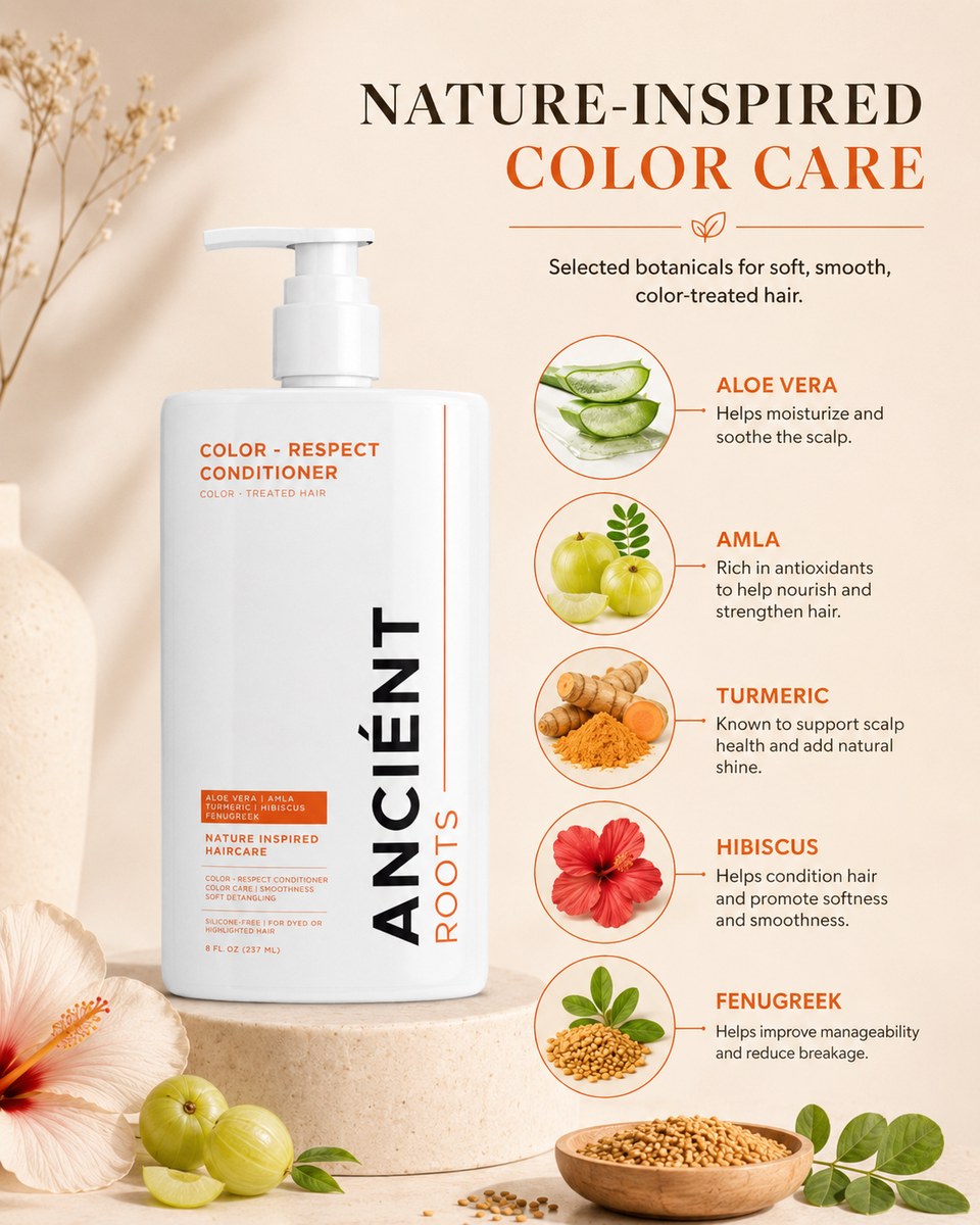 Nature-inspired color care — Aloe Vera, Amla, Turmeric, Hibiscus and Fenugreek