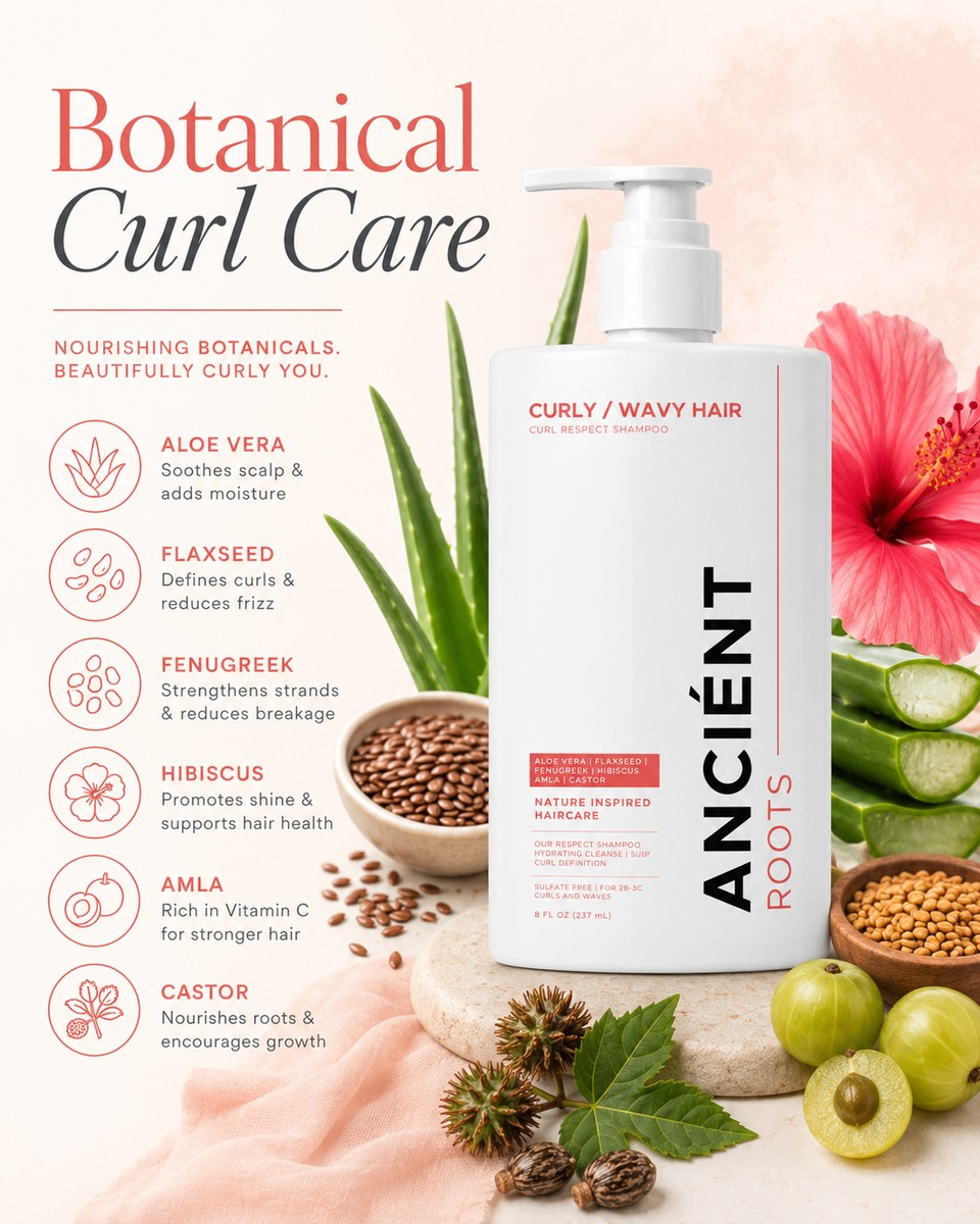 Botanical curl care with aloe vera, flaxseed, fenugreek, hibiscus, amla and castor