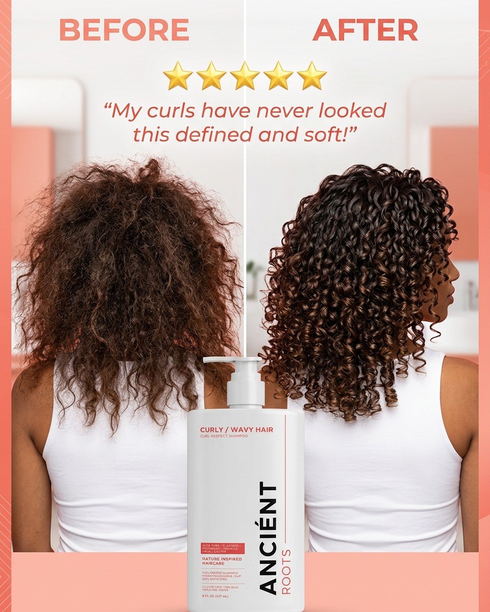 Five-star review for Ancient Roots Curly / Wavy Hair Shampoo