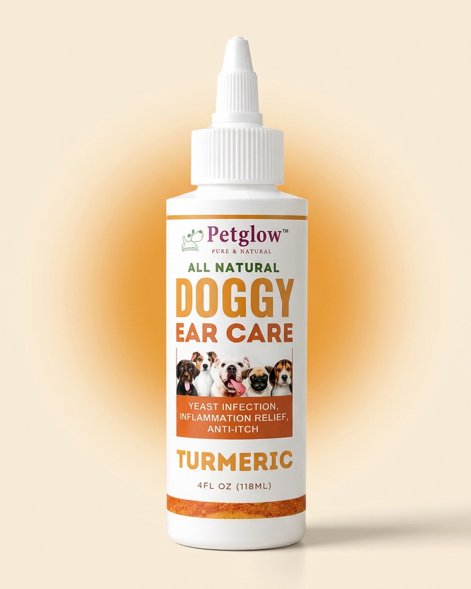 PetGlow All Natural Doggy Ear Care turmeric bottle — hero