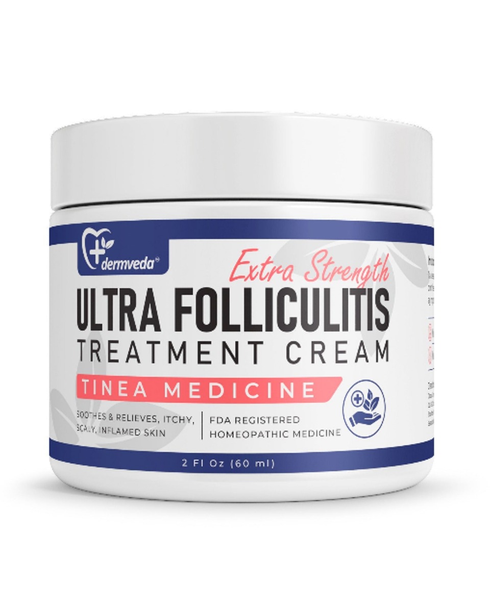 Dermveda Ultra Folliculitis Treatment Cream 2 oz jar product shot on a clean white background