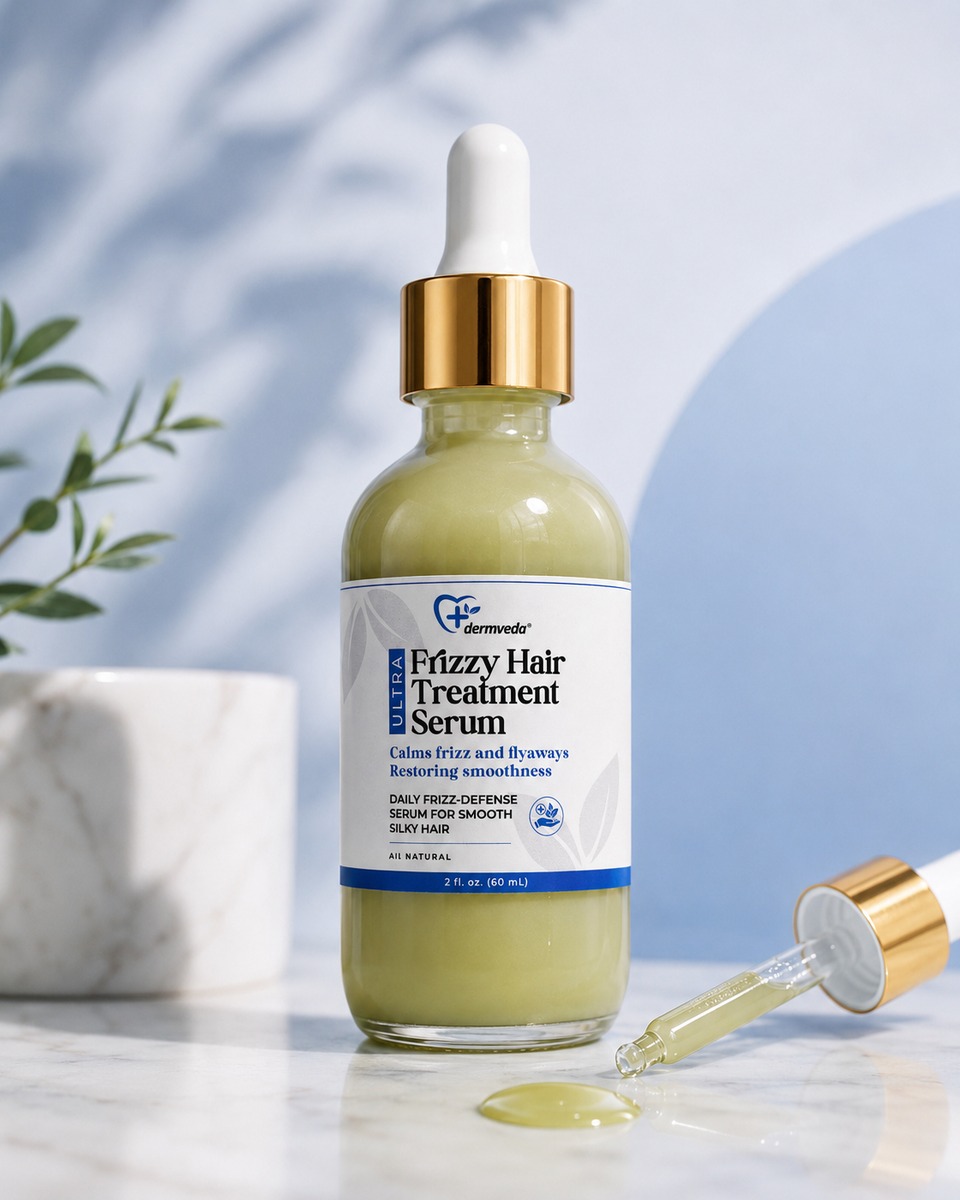 Dermveda Frizzy Hair Treatment Serum — for frizz & humidity