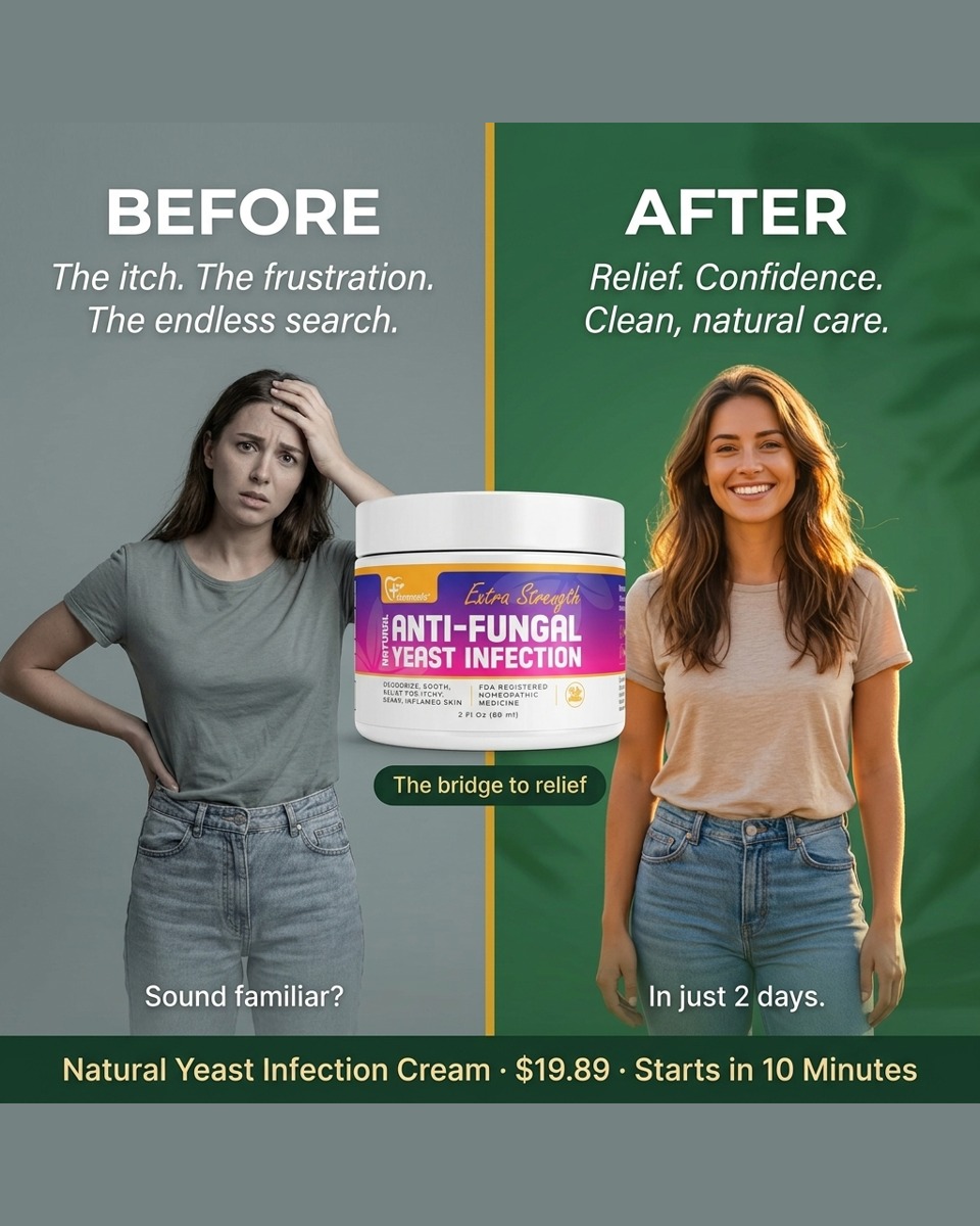 Before and after using Dermveda yeast infection cream — from constant itching and frustration to calm, comfortable, confident skin in just 2 days
