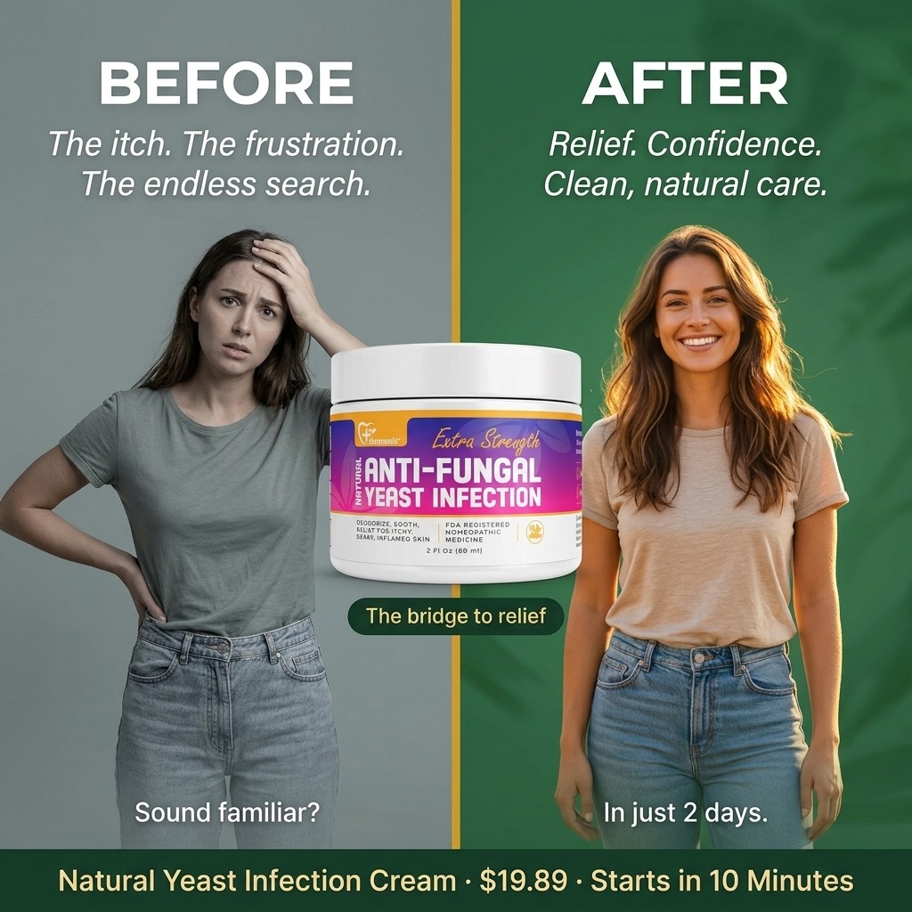 Before and after using Dermveda yeast infection cream — from constant itching and frustration to calm, comfortable, confident skin in just 2 days