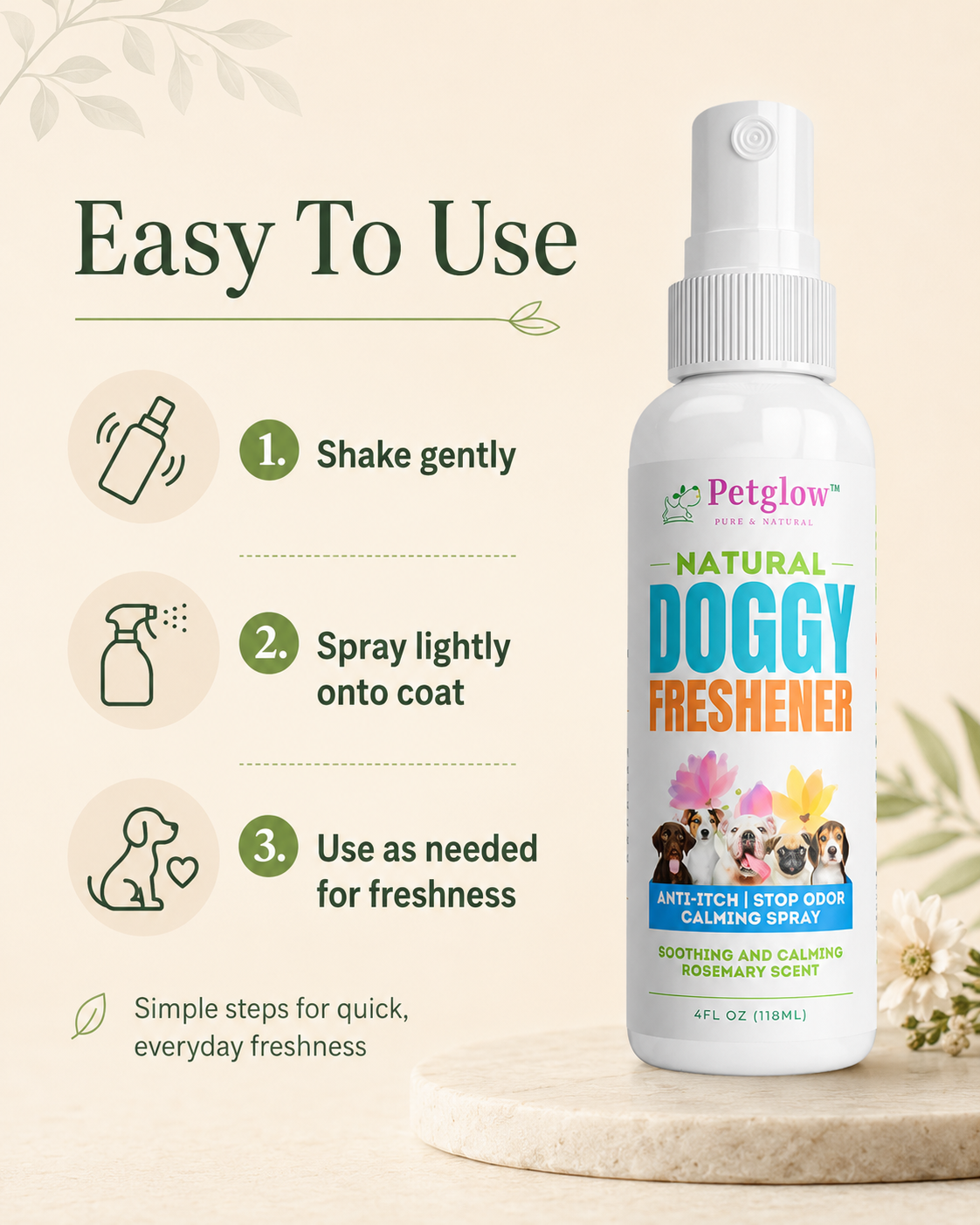 Easy to use — shake, spray lightly, use as needed for freshness