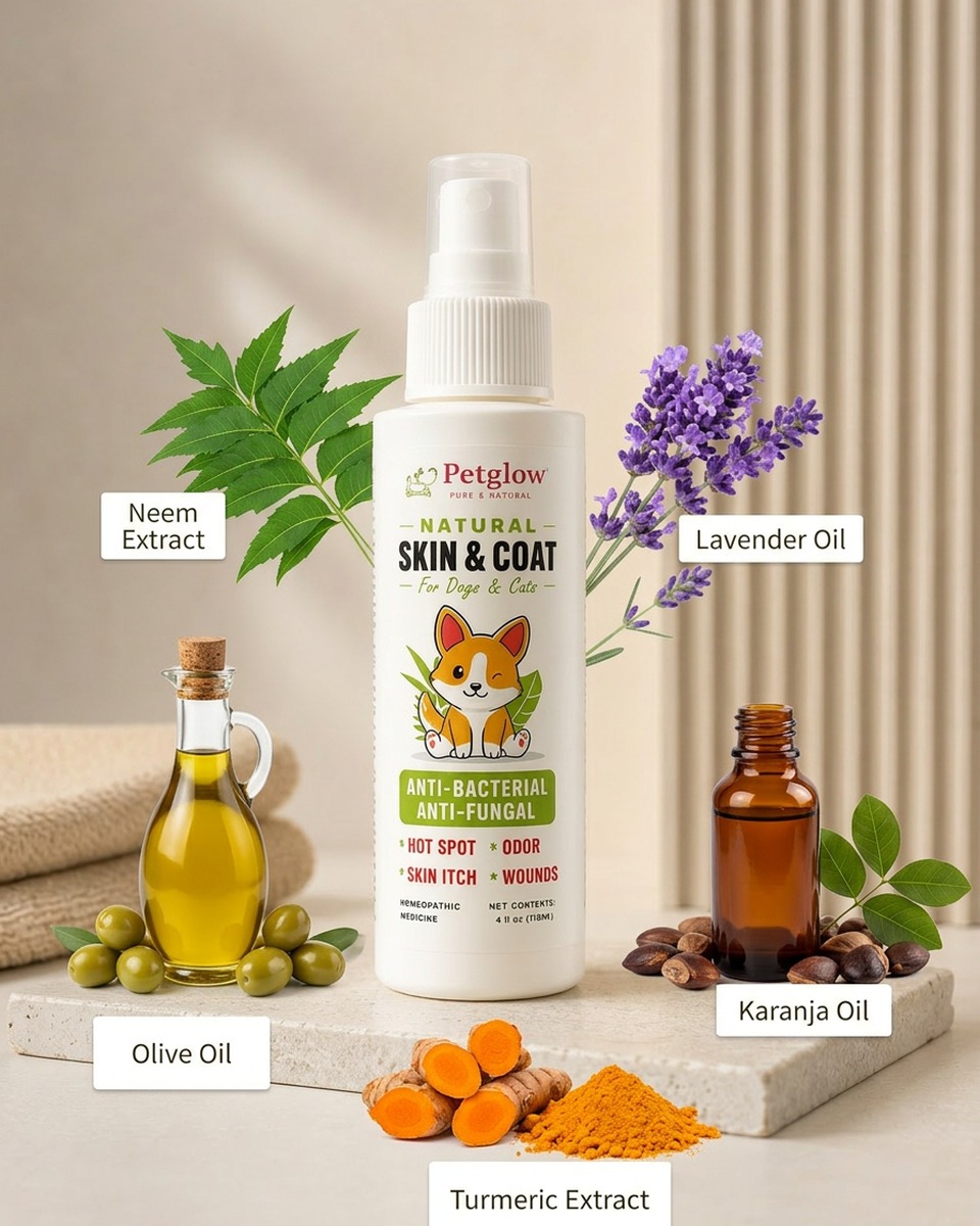 Natural ingredients — neem extract, lavender oil, karanja oil, olive oil, turmeric extract