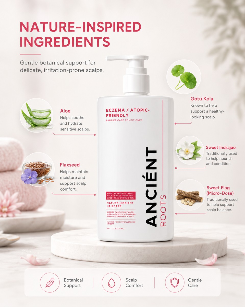 Nature-inspired ingredients — Aloe, Flaxseed, Gotu Kola, Sweet Indrajao, Sweet Flag