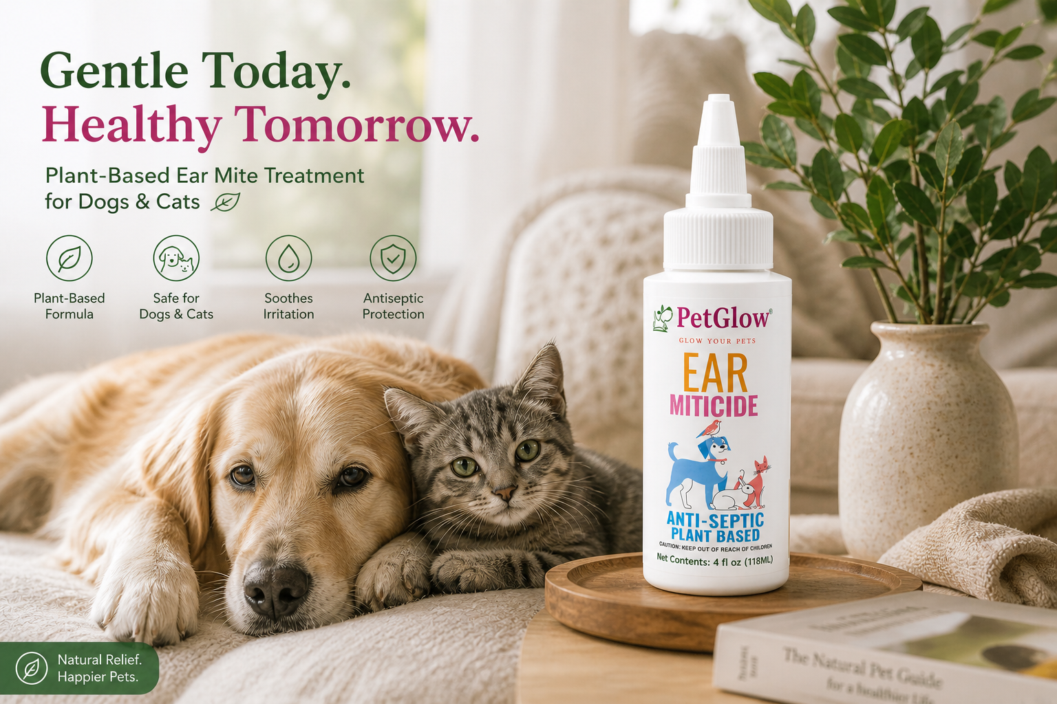 Gentle Today. Healthy Tomorrow. PetGlow ear mite treatment lifestyle