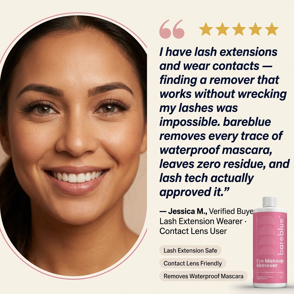 Customer review of Bareblue waterproof mascara remover for lash extensions and contact lens wearers