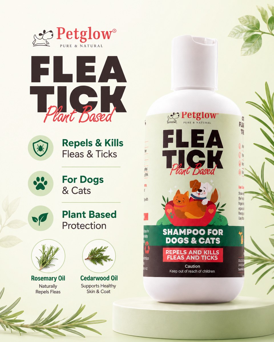 Flea Tick plant based shampoo for dogs & cats — repels & kills fleas & ticks, plant based protection
