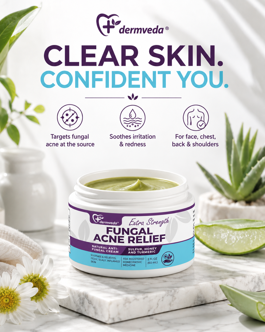 Dermveda Fungal Acne Relief Cream benefits for clear, confident skin