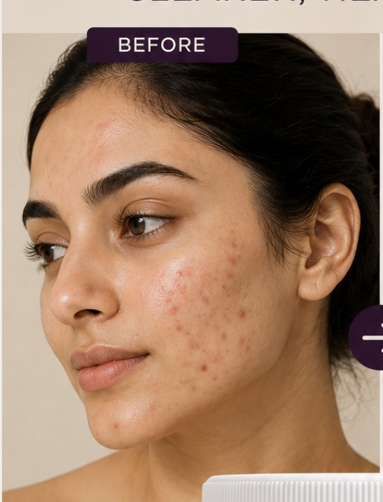 Before using Dermveda Fungal Acne Relief — bumpy, inflamed cheek