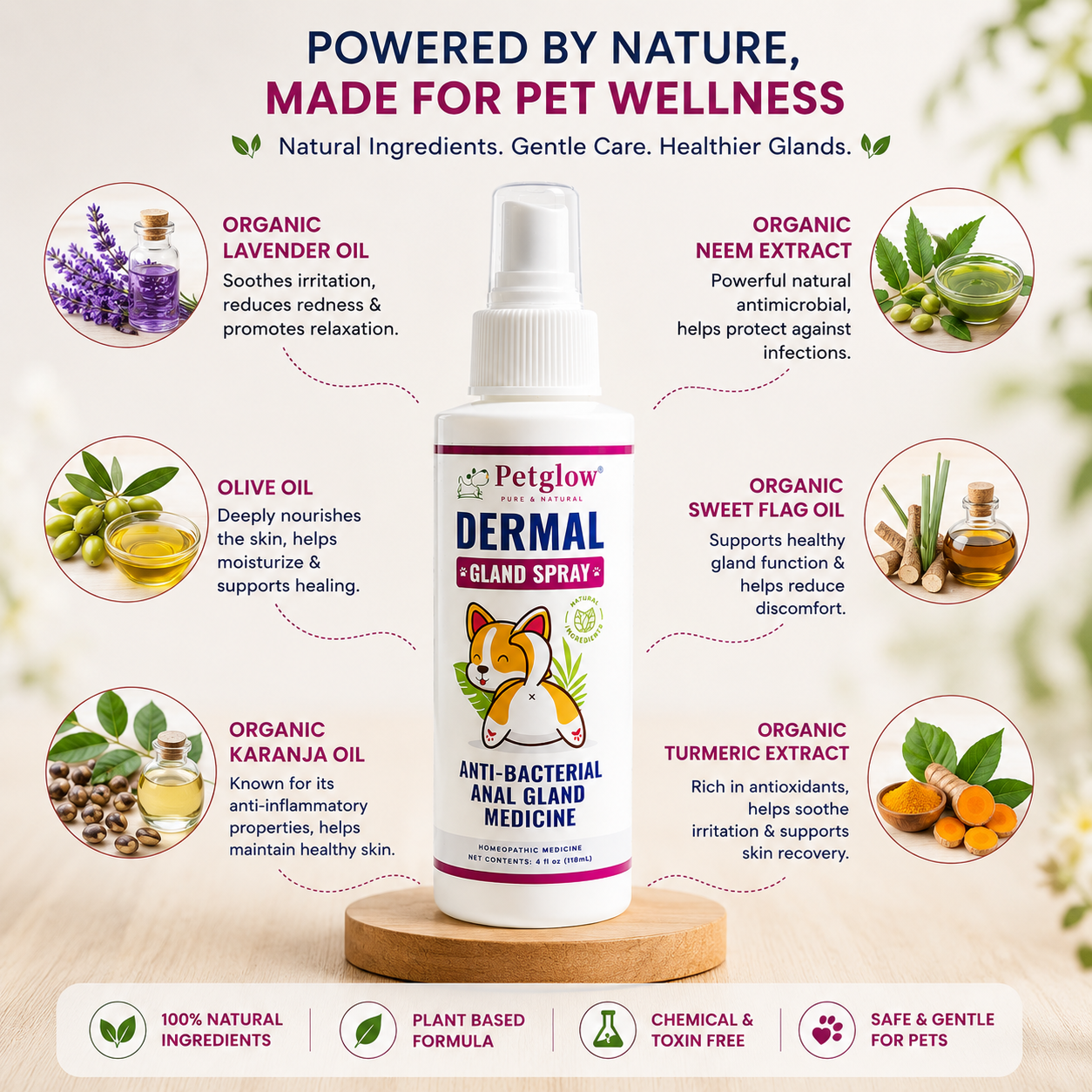 Powered by nature — Lavender, Neem, Olive Oil, Sweet Flag, Karanja, Turmeric