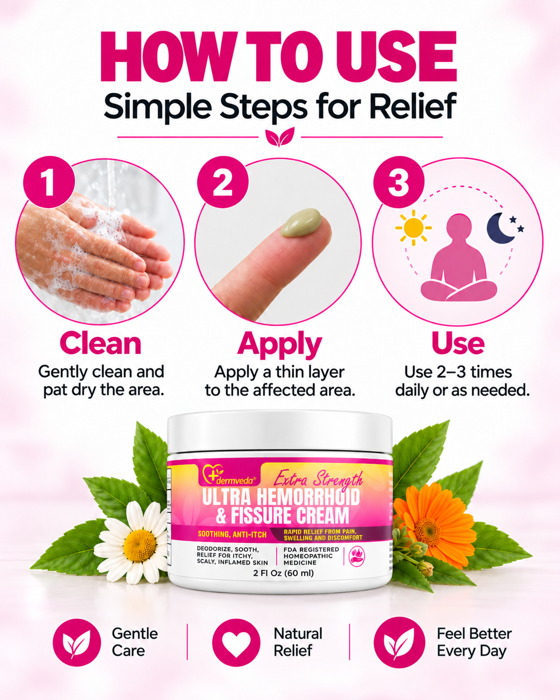 How to use — cleanse, apply, repeat: simple steps for hemorrhoid cream relief