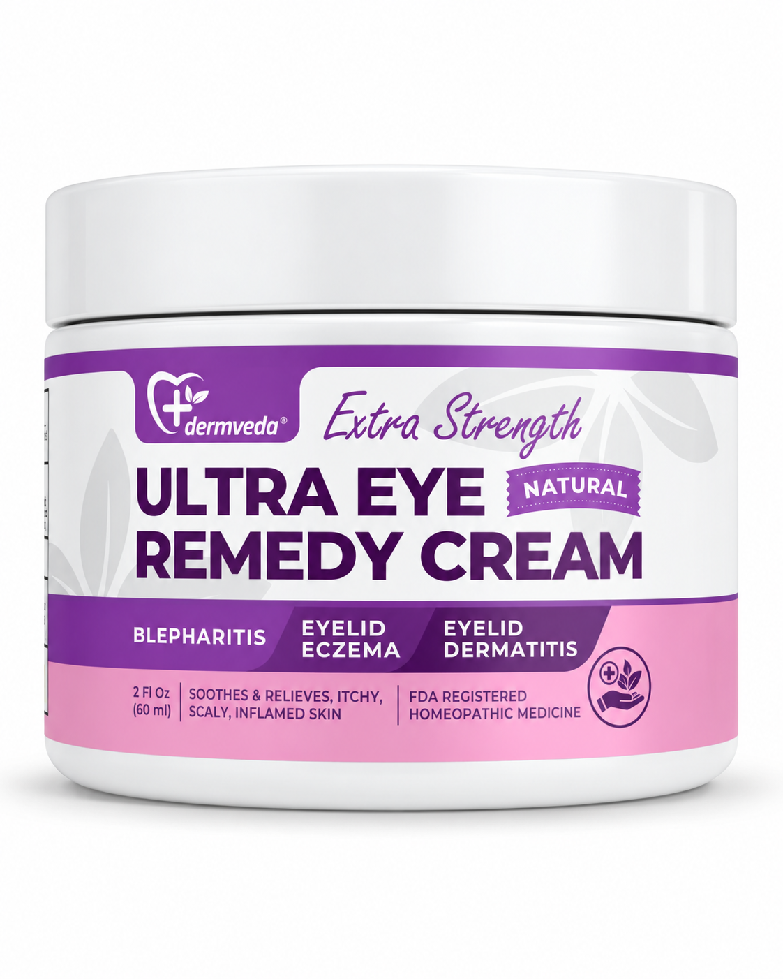 Dermveda Ultra Eye Remedy Cream — 2 fl oz jar, extra strength natural relief for blepharitis, eyelid eczema and eyelid dermatitis