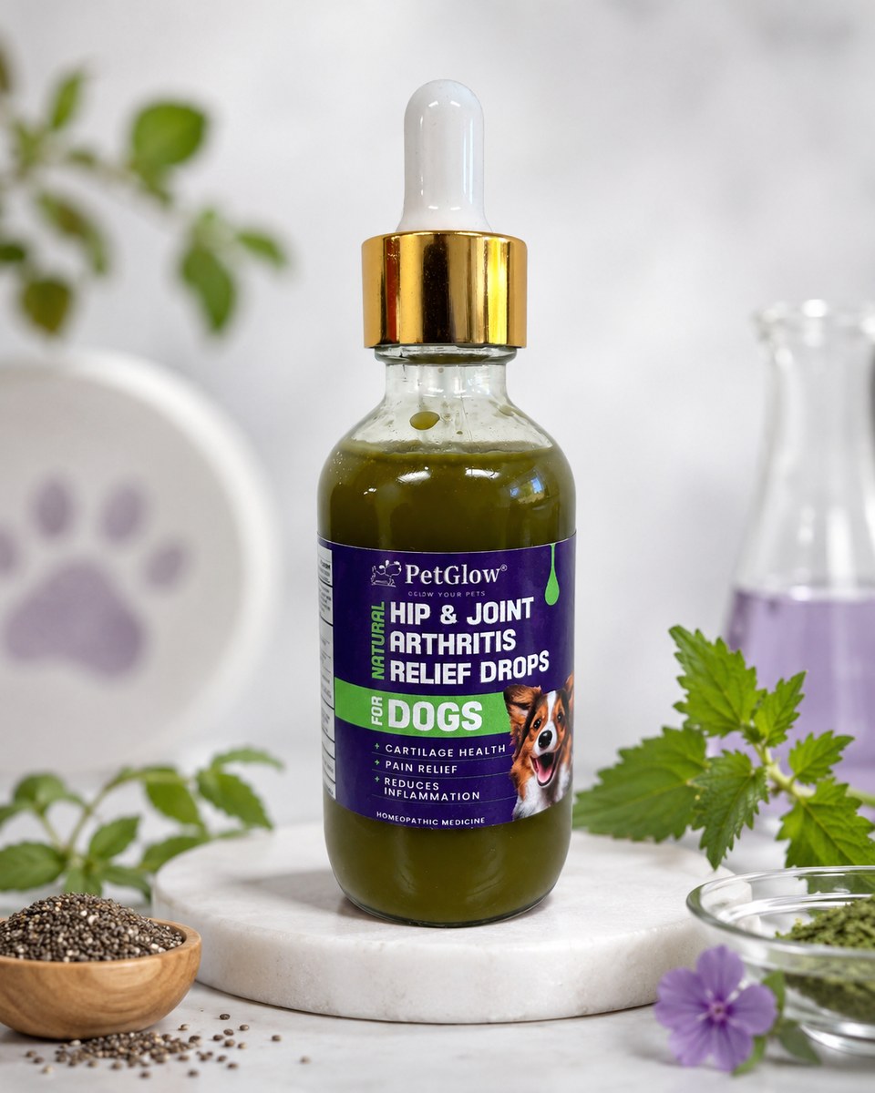 PetGlow Natural Hip & Joint Arthritis Relief Drops bottle — hero