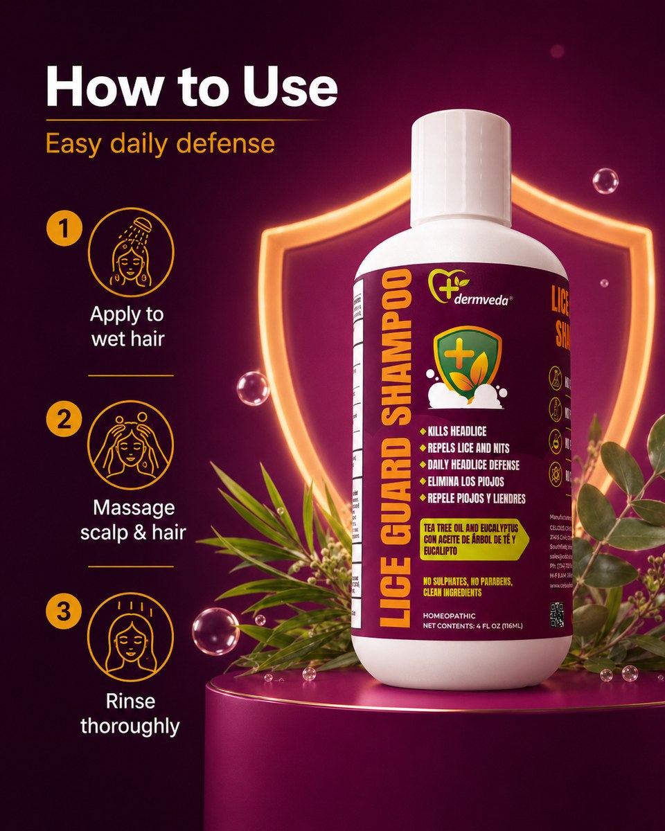 How to use Dermveda Lice Guard Shampoo — apply, massage, rinse