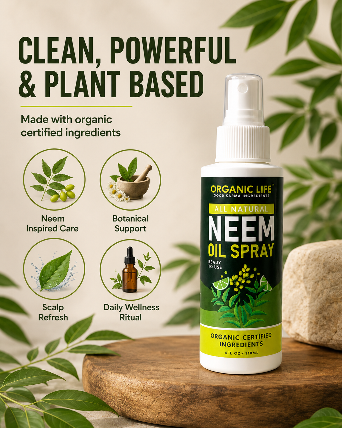 Clean, powerful and plant based — Neem, botanical support, scalp refresh and daily wellness ritual