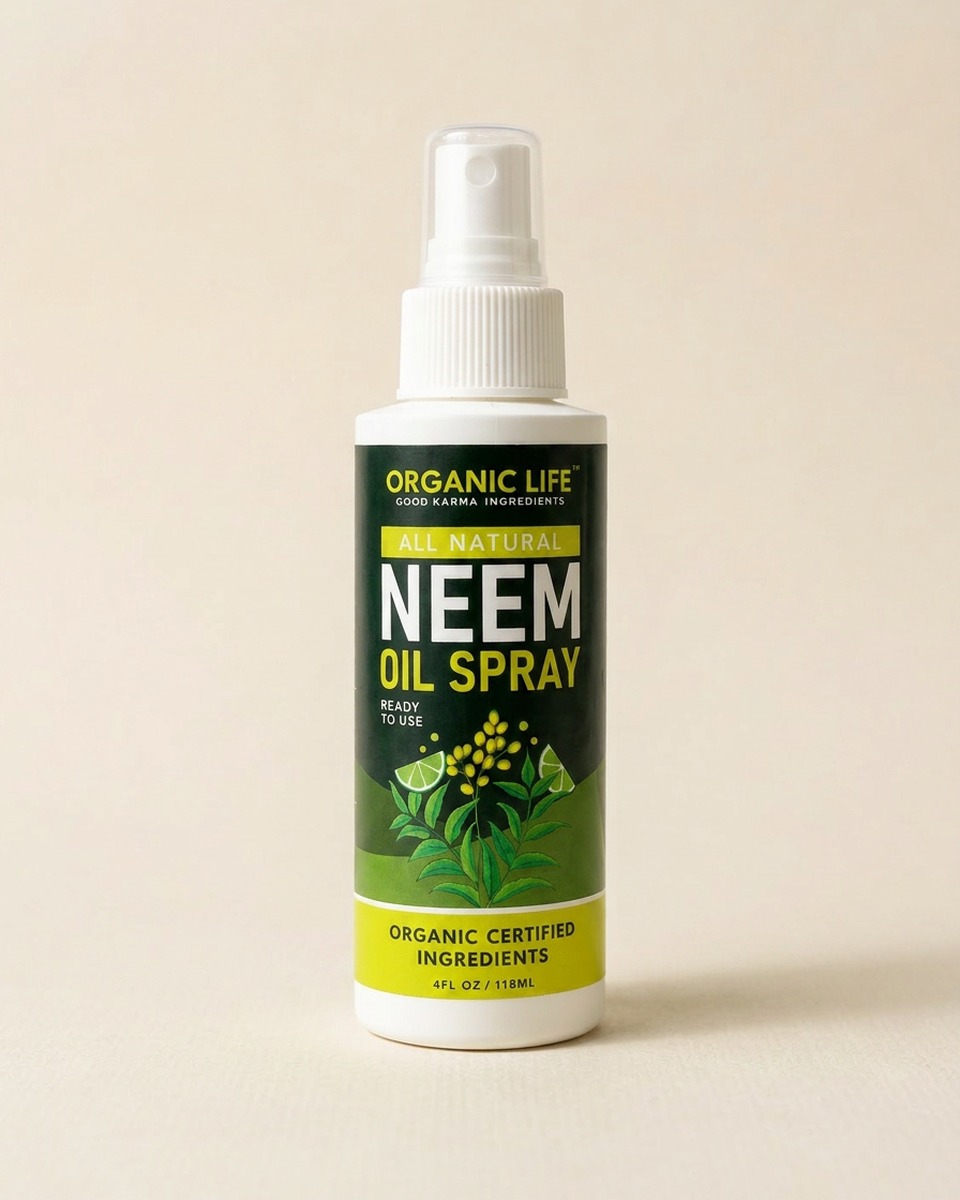 Organic Life All-Natural Neem Oil Spray for Hair — 4 fl oz bottle, ready-to-use scalp mist with organic certified ingredients