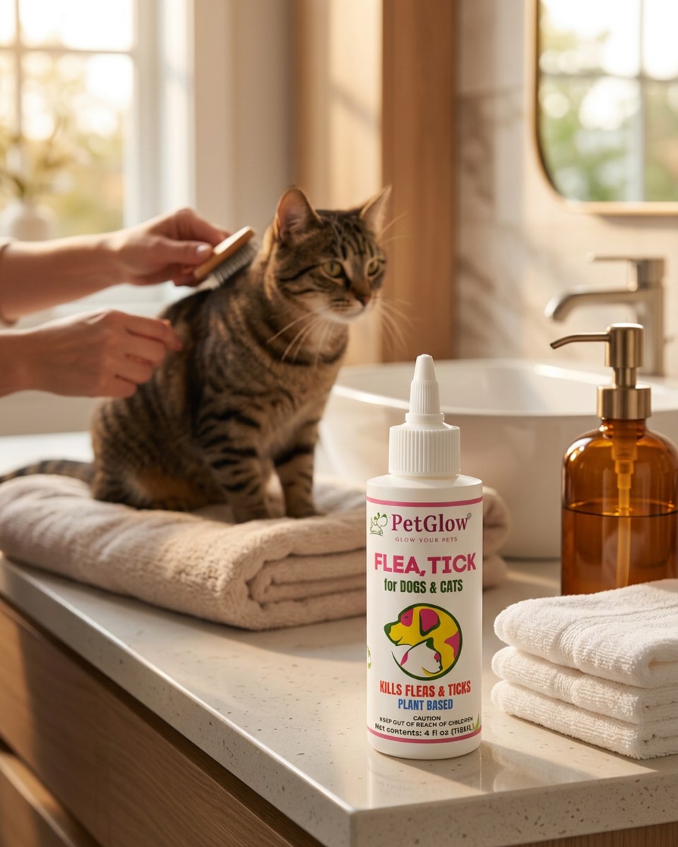 Plant-based active flea & tick care with rosemary and cedarwood oils