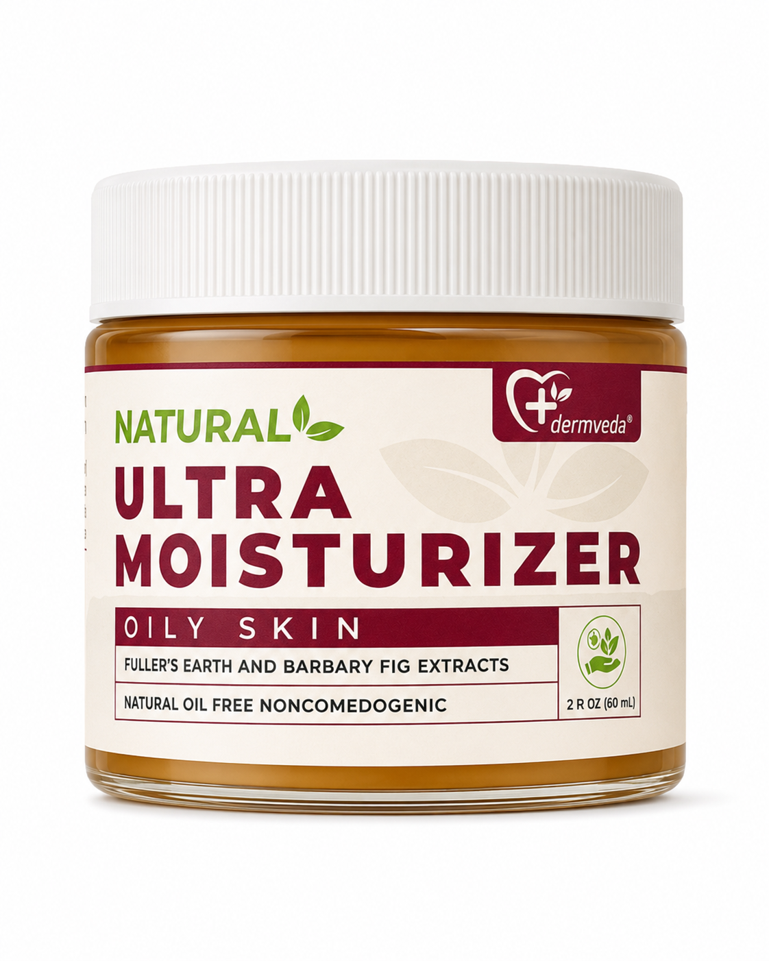 Dermveda Natural Ultra Moisturizer for Oily Skin jar with Fuller's Earth and Barbary Fig