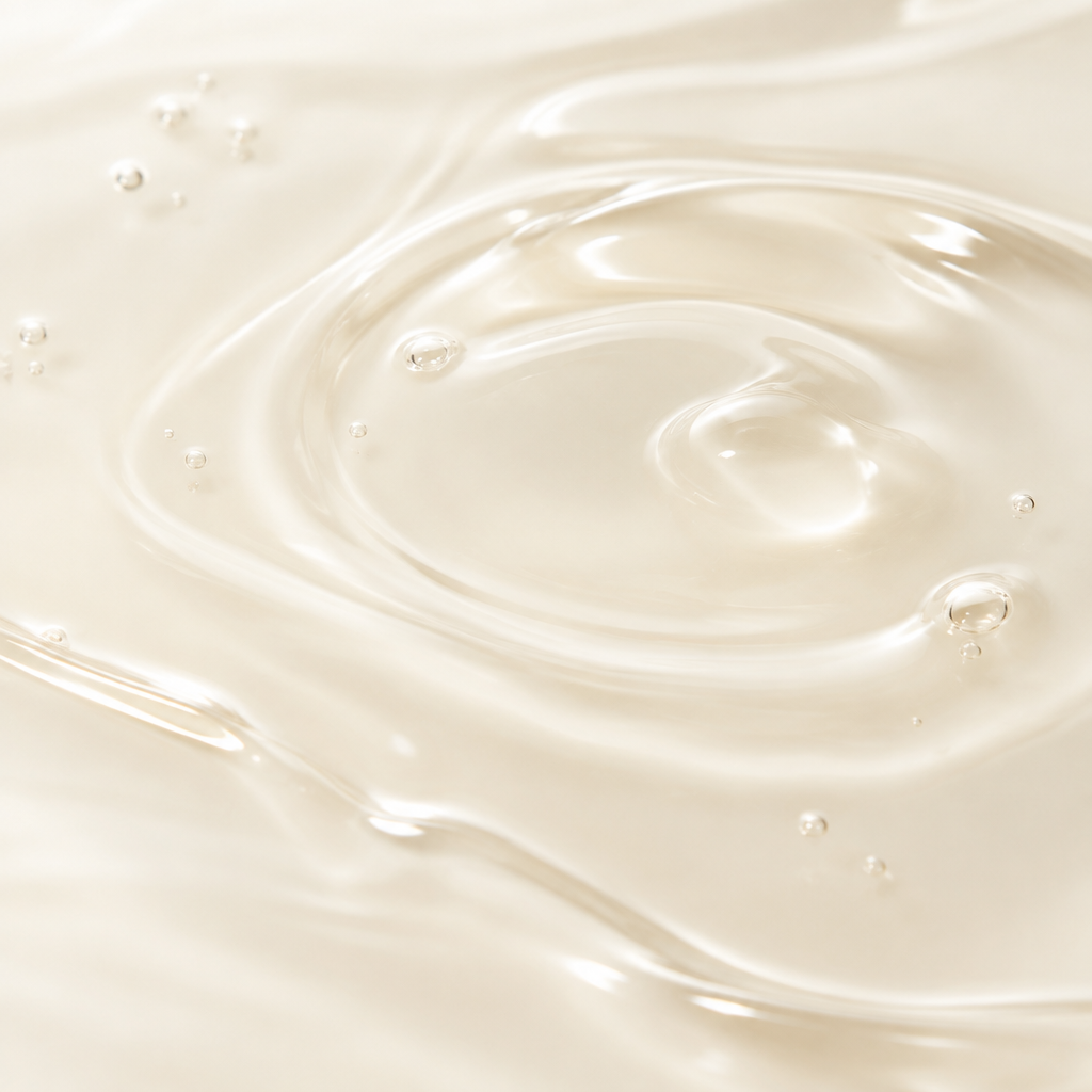 Lightweight ivory gel-essence texture with fine ripples