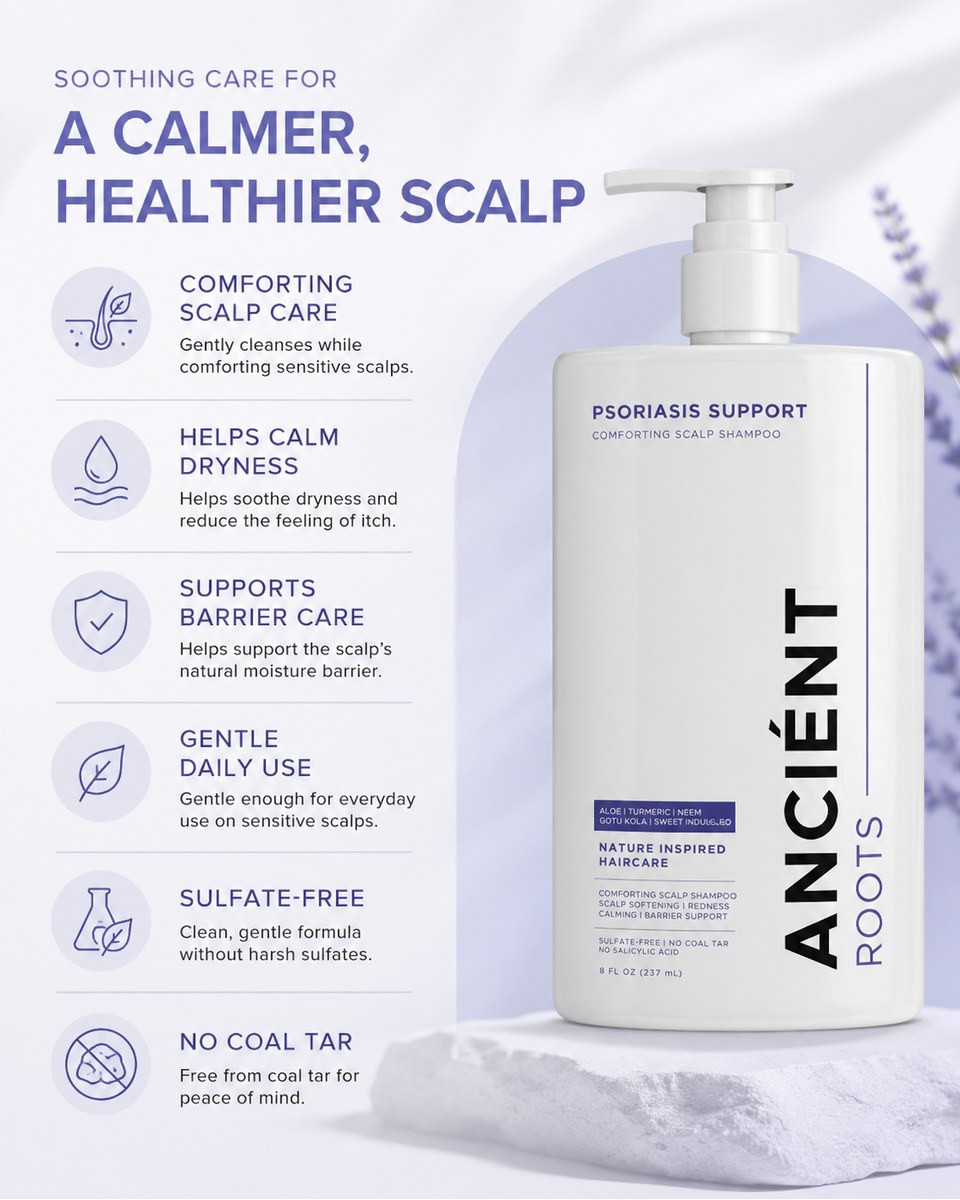 Ancient Roots Psoriasis Care sulfate-free shampoo — for scaling