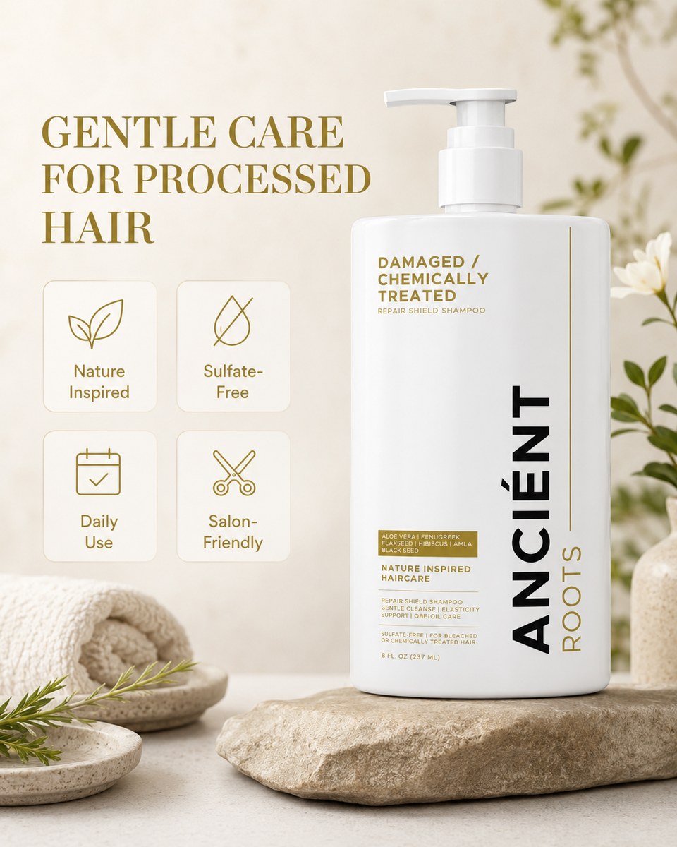 Ancient Roots Repair Shield Shampoo — gentle care for processed hair