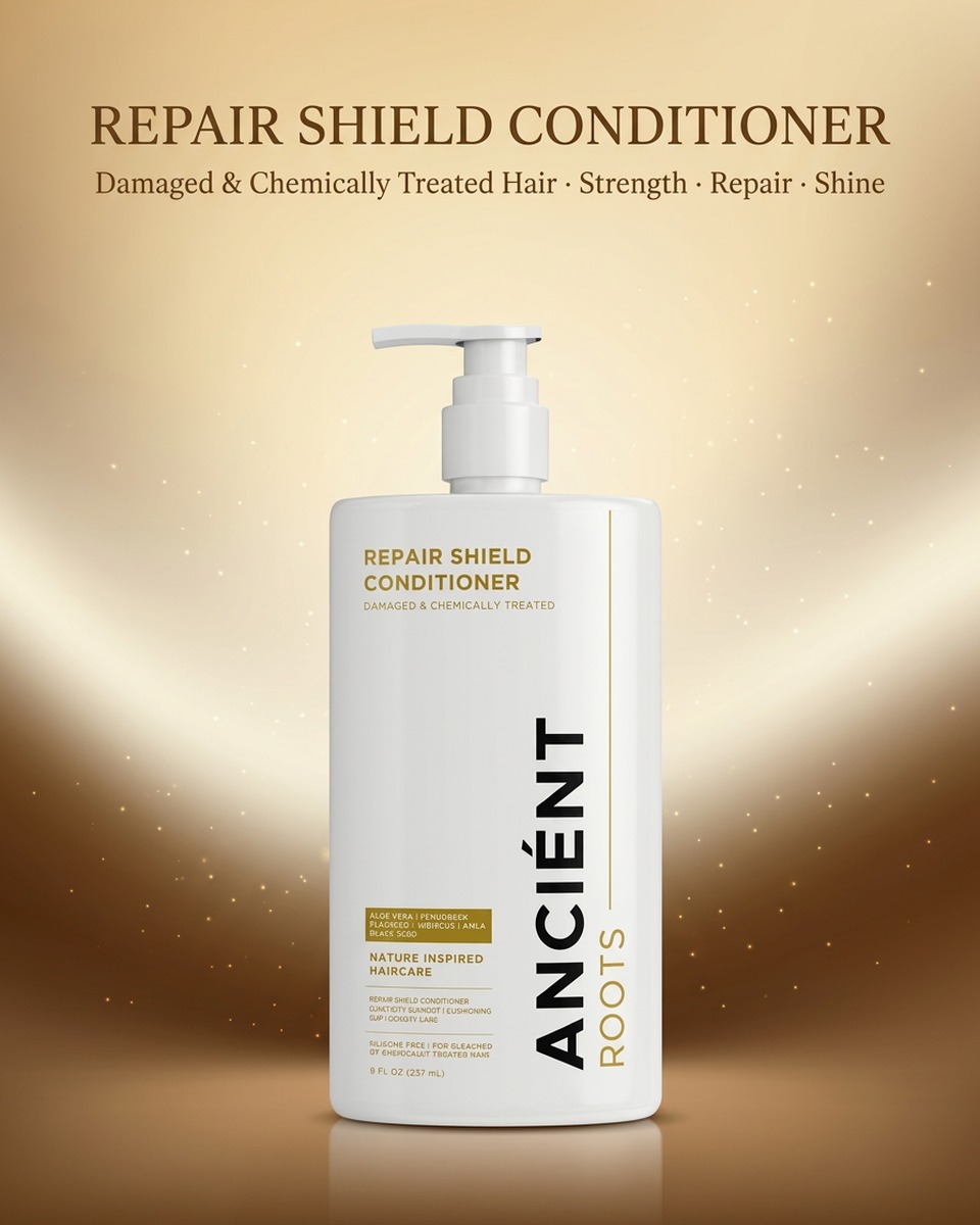 Ancient Roots Repair Shield Conditioner hero image for damaged and chemically treated hair