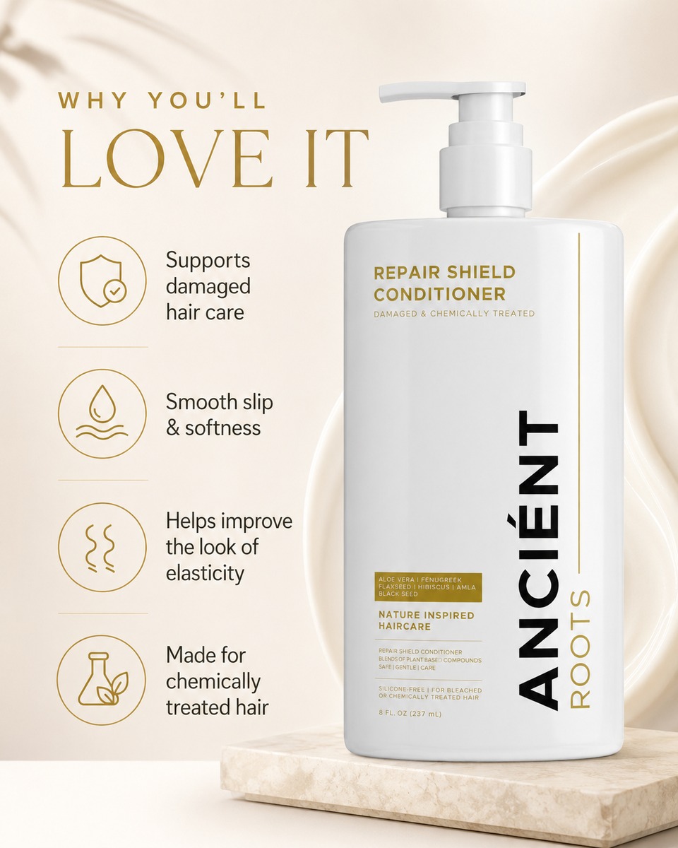 Why you'll love Ancient Roots Repair Shield Conditioner for damaged and chemically treated hair