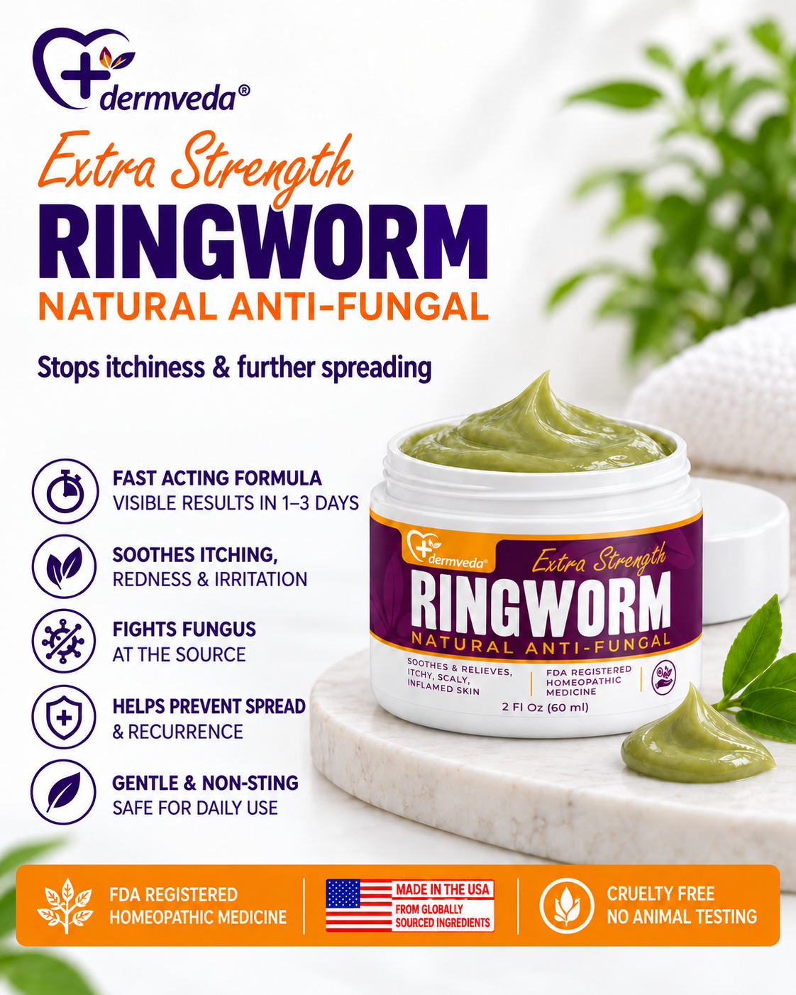 Dermveda Ringworm Cream benefits for itchy, red and scaly skin