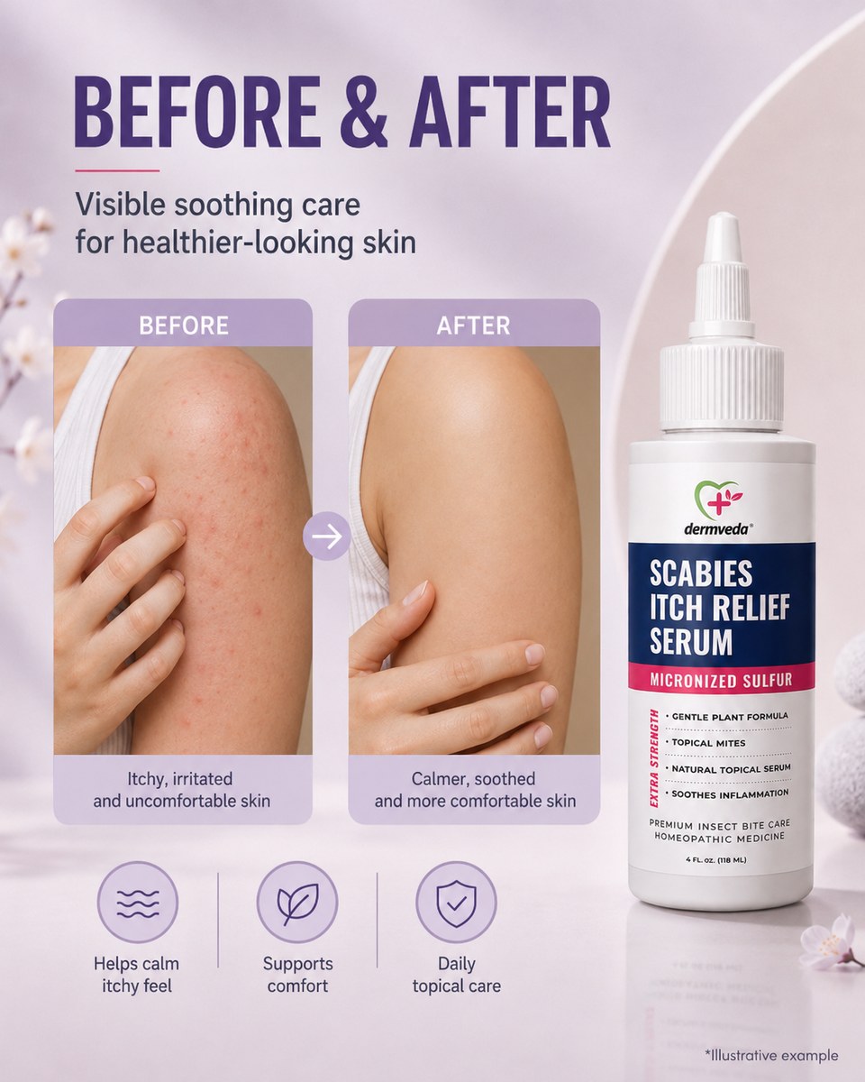Before and after — calmer, soothed and more comfortable-looking skin with daily topical care
