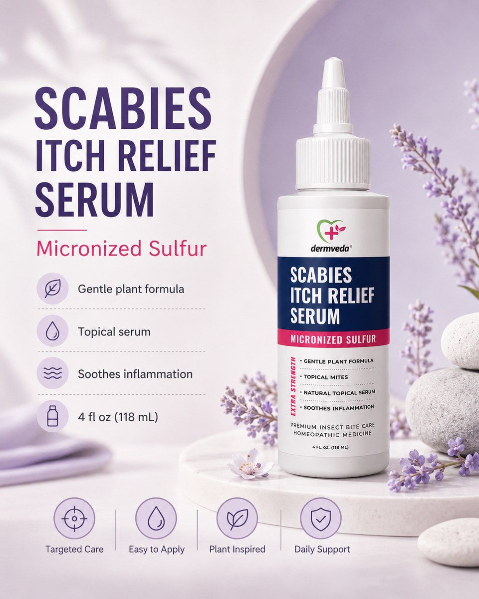 Scabies Itch Relief Serum with micronized sulfur — gentle plant formula for topical itch discomfort