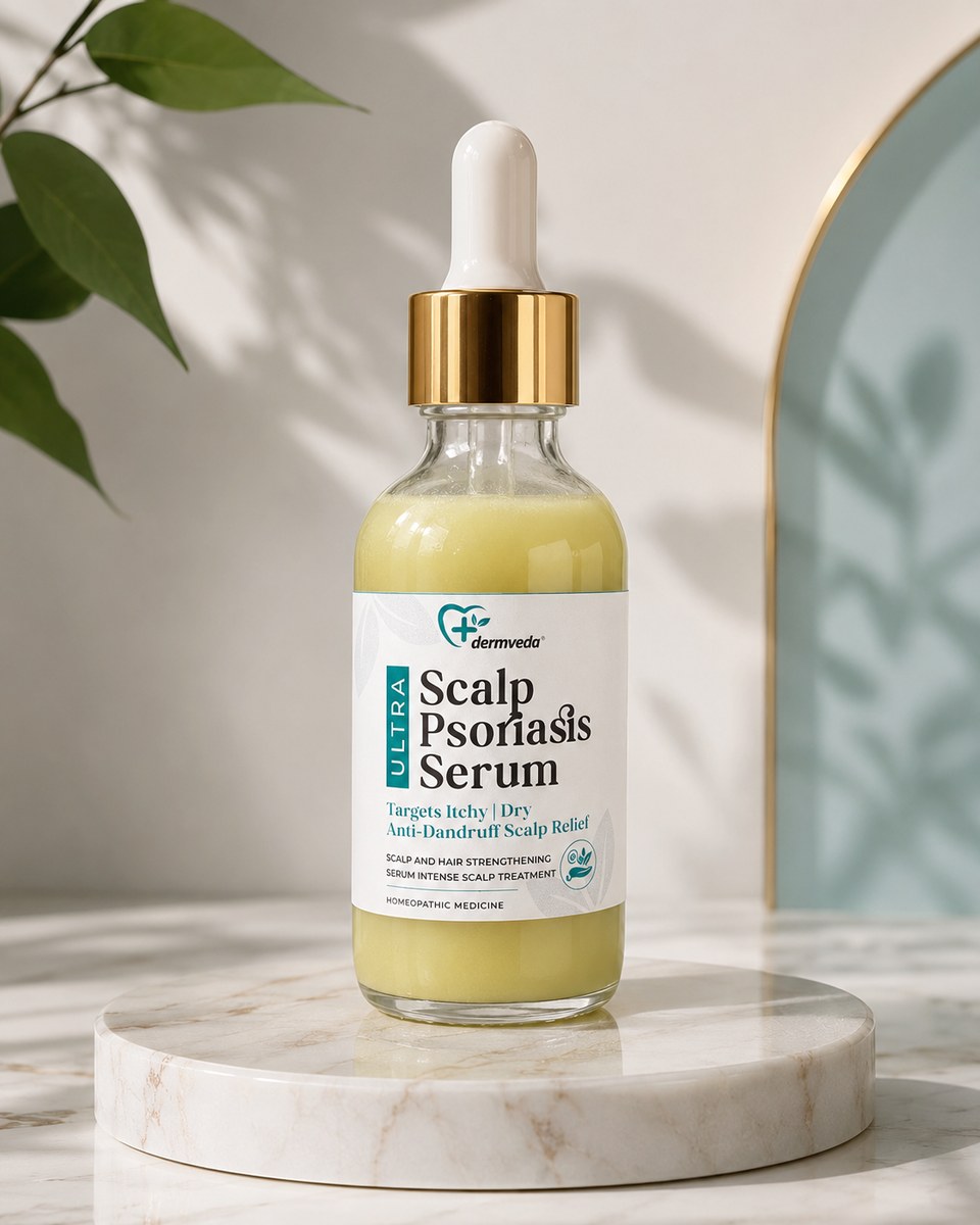 Dermveda Ultra Scalp Psoriasis Serum 2 fl oz — herbal relief for itchy, flaky, psoriasis-prone scalp