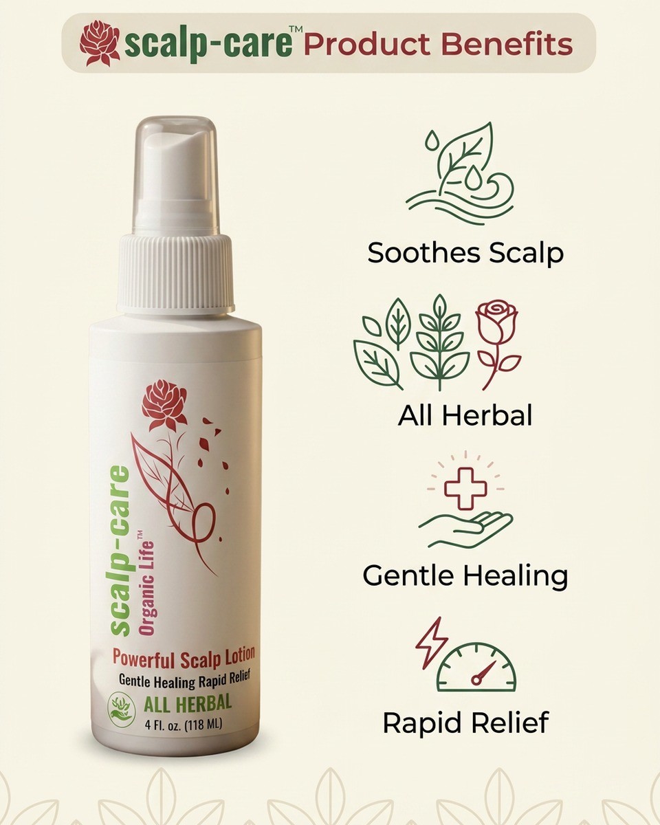 Scalp treatment benefits — soothes scalp, all herbal, gentle healing, rapid relief
