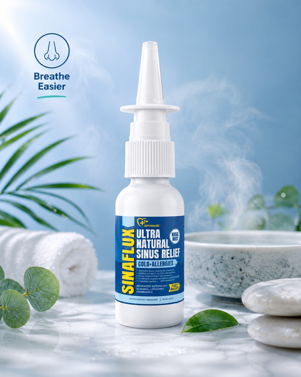 Breathe easier with SINAFLUX daily sinus care nasal mist made with herbal botanicals