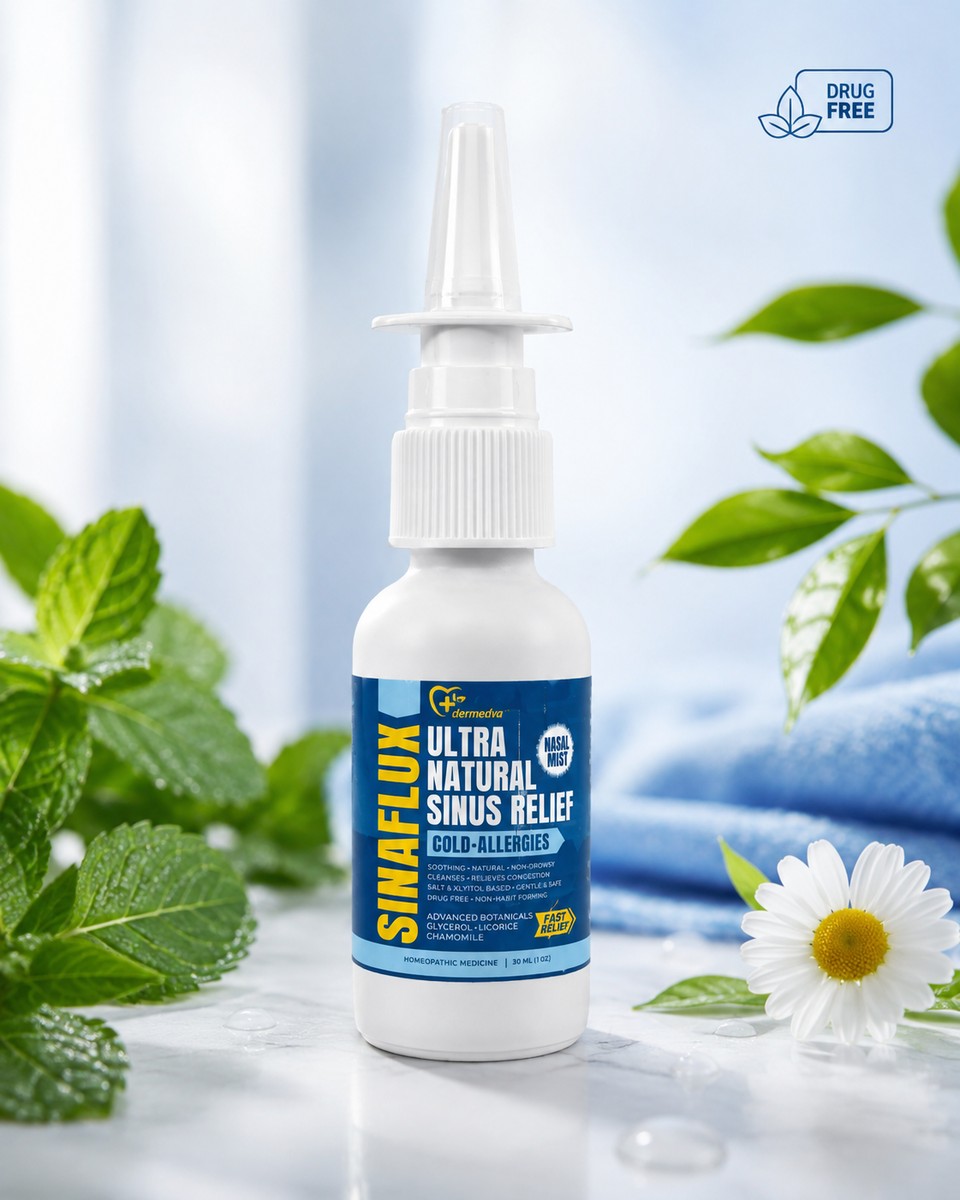 SINAFLUX drug-free non-habit-forming nasal spray with salt and xylitol base for gentle daily use
