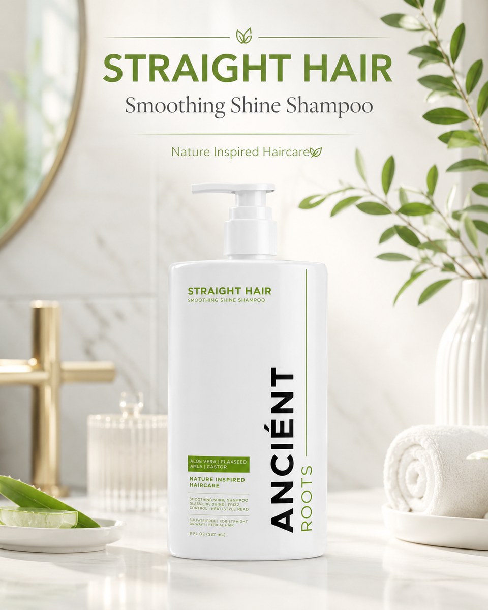 Ancient Roots Straight Hair Smoothing Shine Shampoo — hero bottle
