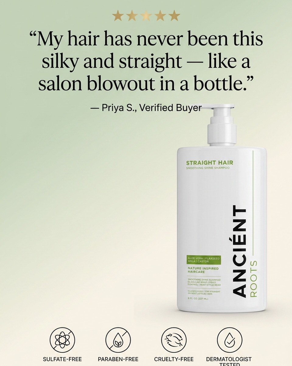 5-star verified review — silky, straight, salon blowout in a bottle