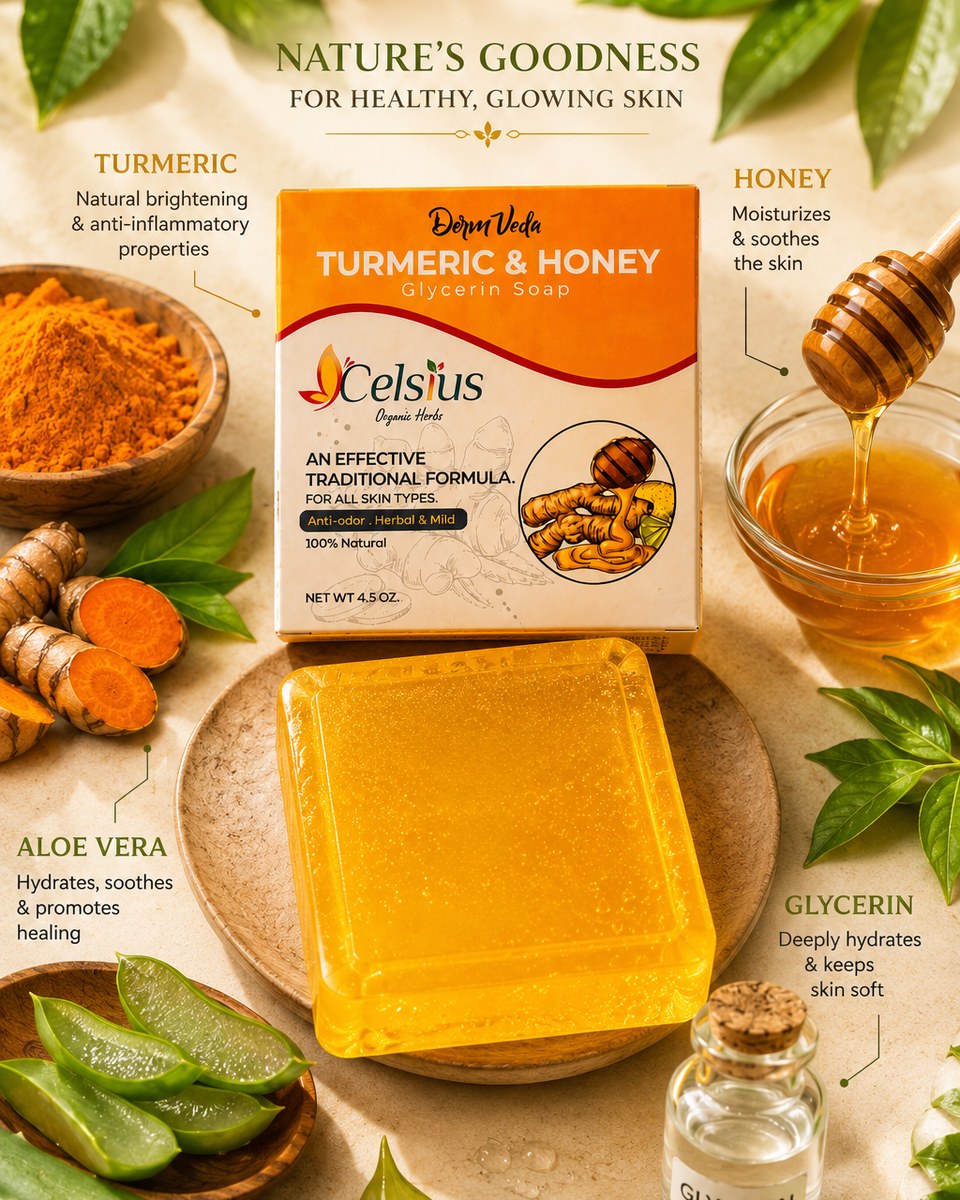 Turmeric, Honey, Aloe Vera, Glycerin — nature's quiet powerhouse