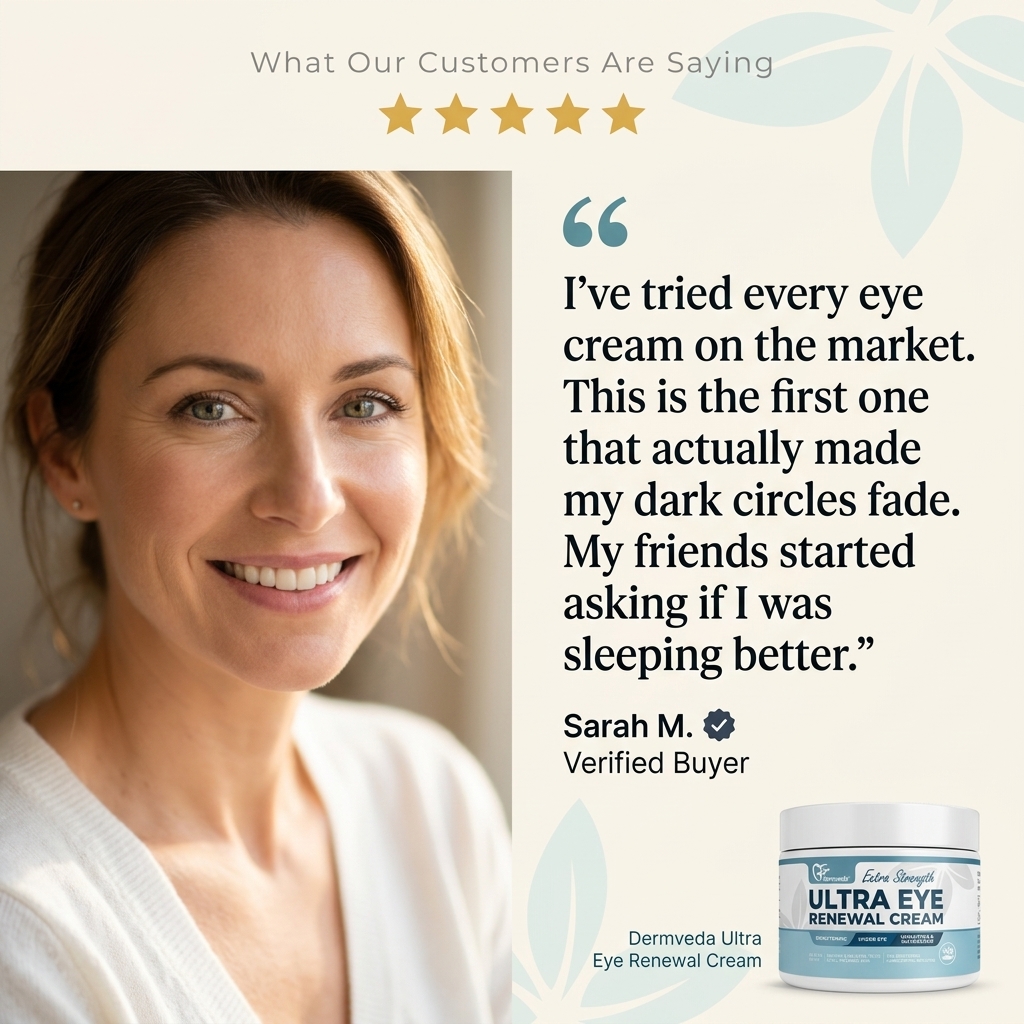 Five-star verified review — dark circles visibly faded with Dermveda Ultra Eye Renewal Cream